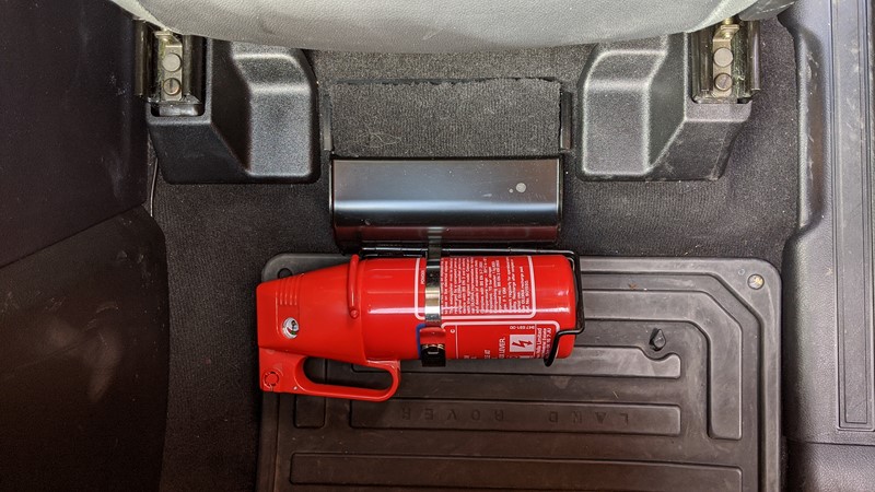 Freelander fire extinguisher fully installed