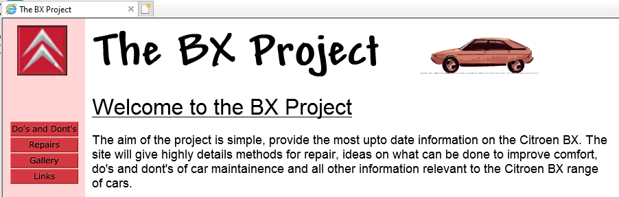 The way the BXProject looked back in February 2002