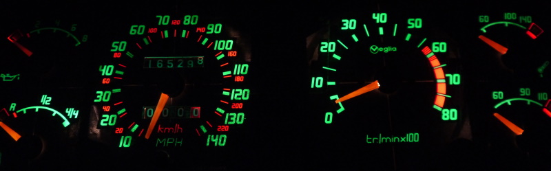 Factory condition instrument cluster lighting.