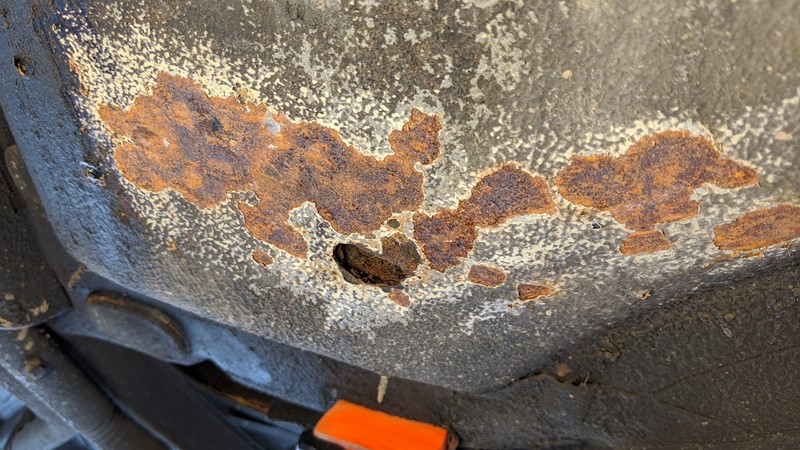 Rust on underside of drivers footwell