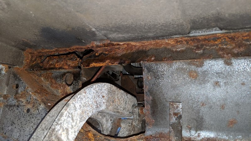 Underside of the boot floor, beyond rust treatment