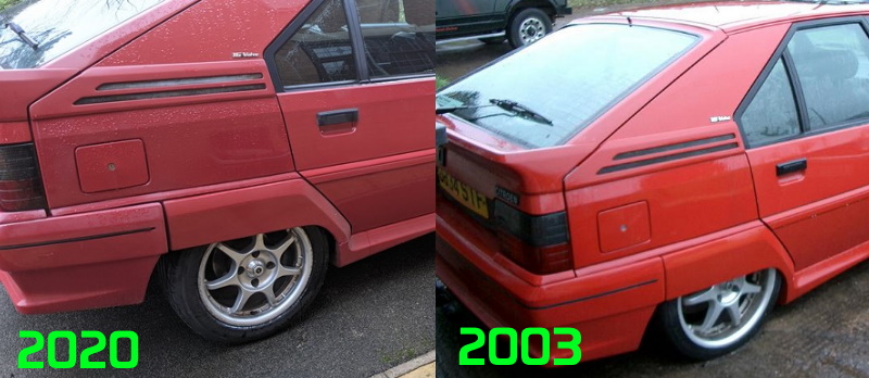15" alloy wheels in 2020 compared to the 17" wheels in 2003