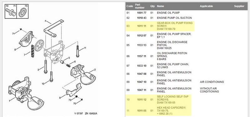 Peugeot Mi16 parts catalogue shows much longer bolt lengths
