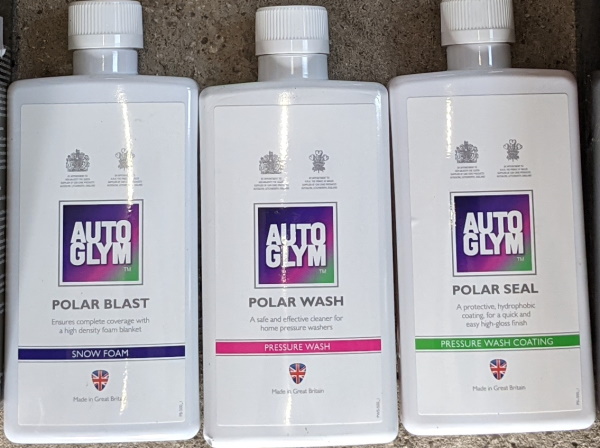The three stages of the Autoglym Polar wash system