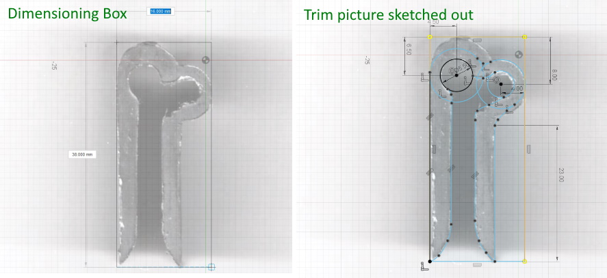 Sketching the trim clip outline in CAD