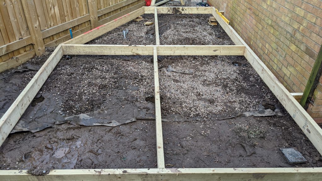 The complete base frame allows the groundwork to be checked.