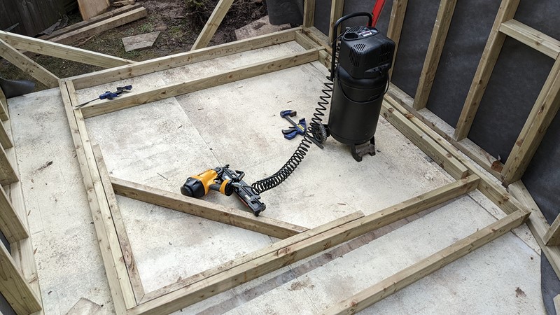 The frame for the main window wall.