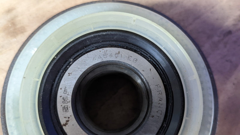 Genuine SKF bearing in a non-original aftermarket Citroen BX wheel bearing.