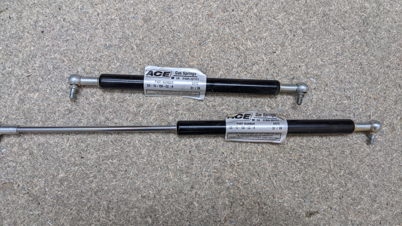 The original Denford supplied gas struts are past best