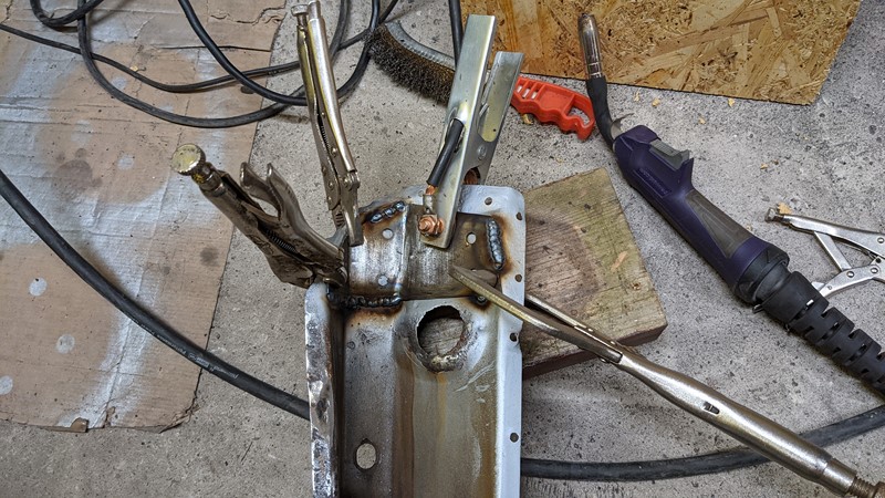Good clamping and slow welding stop the Citroen BX door pillar warping.