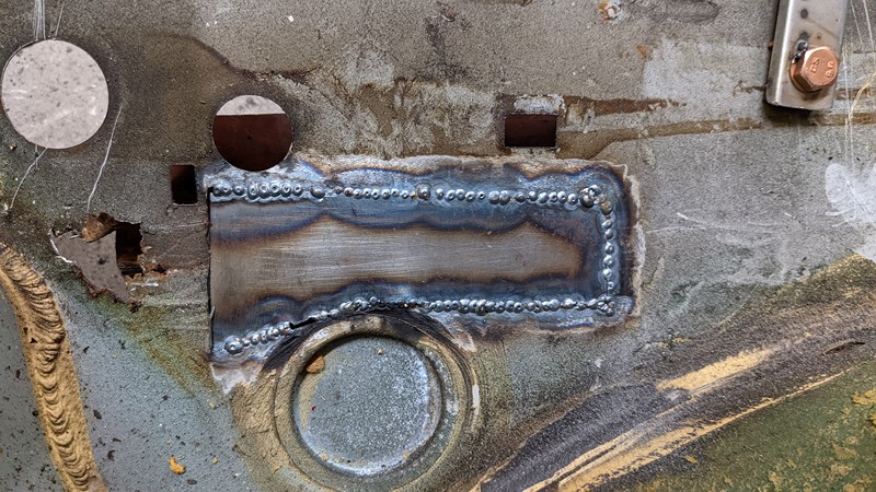 The reverse of the welded repair shows good penetration.