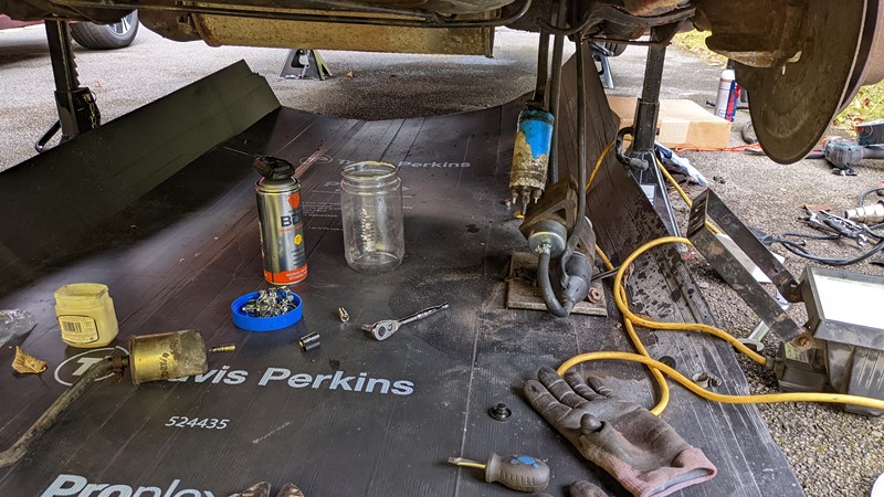 Lots of tools and parts were used to solve the fuel leak.