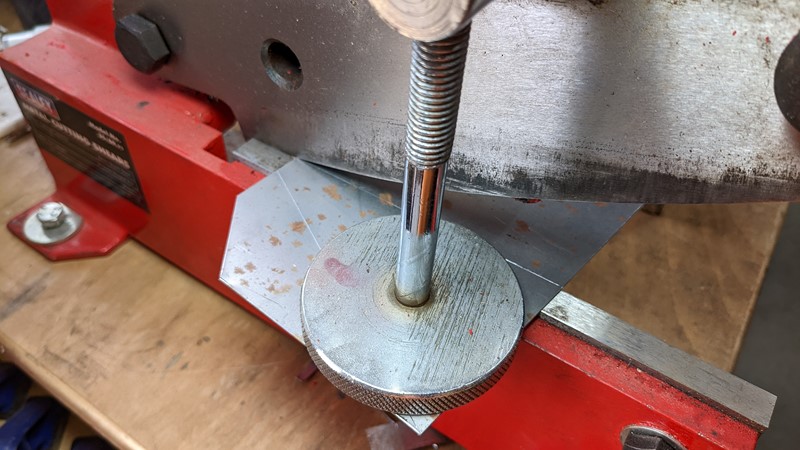 Bench sheers make light work of the cutting process.