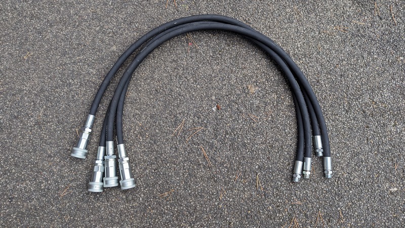 New loader hydraulic pipes are made up and ready to install.