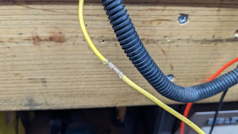 Horrific electric connection replaced with something more lasting.