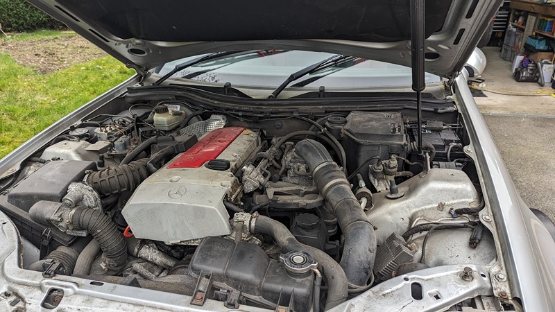 Under the hood, the supercharged engine looks un-molested.